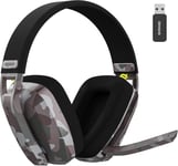 Bin Casque Gaming Sans Fil Avec Microphone Pour Playstation Ps4 Ps5 Pc, Batterie De 60 Heures, Micro Enc, Casque Gamer-Camouflage