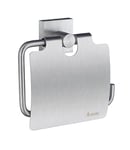 Smedbo House Toilet Roll Holder with Lid, Brass, Silver, 11.5 x 11.2 x 4.5 cm