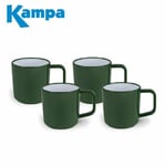 Kampa Fern Green 4pc Melamine Mug Set ABS Anti Slip Heat Resistant Camping NEW