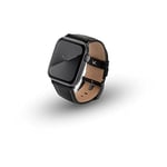 JT Berlin Charlie Bracelet en cuir pour Apple Watch 49 mm / 45 mm / 44 mm / 42 mm [Watch Ultra, Watch SE, Series 8/7 / 6/5 / 4/3 / 2/1, fermoir en aluminium] Noir/Gris, Noir/gris sidéral, Classique