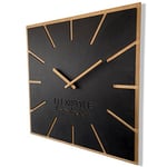 FLEXISTYLE Grande Horloge Murale Moderne carrée en Bois Exact ECO, silencieuse, Salon, Chambre à Coucher, fabriquée en UE (Noir, 60 cm)