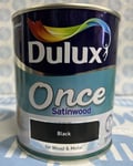 # Dulux Once Satinwood One Coat Paint For Wood & Metal - Black - 750ml **new**