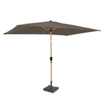 Parasol Rapallo 200x300cm - Premium parasol - aspect bois - Taupe | Incl. pied en béton 20 kg