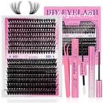 DIY-Lash-Extension-Kit Crislashes 320pcs Individual Eyelashes 60D+80D Natural & Wispy Lash Clusters Kit Lash Bond and Seal Lash Kit Lash Remover for Lash Extension (Mix10-18mm)