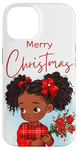 Coque pour iPhone 14 Fille noire magique à la peau brune, mélanine, sœur de Noël