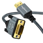 Câble HDMI vers VGA 3M, Coque en alliage d'aluminium en nylon tressé et support plaqué or 1080P/60Hz