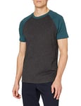 Urban Classics Men's Raglan Contrast Tee T-Shirt, Charcoal/Teal, S