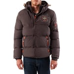 Geographical Norway VERVEINE MEN - Doudoune à Capuche Chaude Pour Homme - Blouson Manches Longues - Manteau Hommes Chaud Hiver - Veste Activities Plein Air Doublure Rembourree (Gris XL)