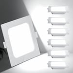 Aigostar LED Encastrable, 6W équivalent à 49W, 6500K Lumière Blanche Froide, Blanc, Spot LED Interieur Encastrable, LED Hublot, Ф95-100mm, Pack de 6