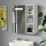 Clipop - Armoire de salle de bain avec miroir à led - Blanc - 1 porte et placard de rangement ouvert - Étanche - Avec étagères