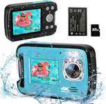 ISHARE Underwater Camera,4K 48MP 17FT Waterproof Camera for Snorkeling,Dual Auto