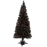 WeRChristmas 7 ft Pre-Lit Fibre Optic Christmas Tree, White/ Black