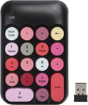 Pave Numerique Mecanique,Pave Numerique Sans Fil 2.4G A 18 Touches,Clavier Numerique Retro Mignon De Couleur Melangee,Pour Pc,Ordinateur Portable,Ordinateur Portable,Etc.(Noir Et Rose)