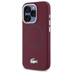 Étui Lacoste pour iPhone 15 Pro 6.1  bordeaux étui rigide  Silicone Croco Logo MagSafe - Neuf