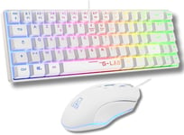 Combo Hydrogen - Pack Clavier Souris Gamer, Clavier Gamer 60% Filaire, Rétroéclairage RGB, azerty, Format Compact + Souris Gaming RGB, 6 Boutons, 6200 DPI - PC/PS4/PS5 - Blanc