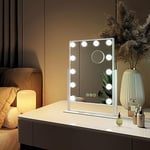 EMKE Miroir Lumineux de Maquillage Hollywood 30 x 41cm, Cadre Blanc, Miroir grossissant 7X avec Ampoules LED Interrupteur Tactile, Rotation 360°, 3 Couleurs Réglable