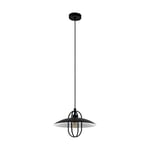 Eglo Suspension Cregan, 1 Ampoule, Suspension Vintage, Industriel, Rétro, en Acier, Lampe de Salle à Manger, Lampe de Salon Suspendue en Noir, Blanc, Douille E27