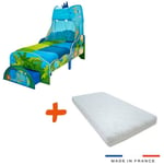 Lit Enfant Dinosaure avec Ciel de lit et tiroir de Rangement + Matelas