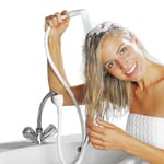 Avilia Pommeau de douche lavabo | Tuyau flexible extensible | Design blanc | 19,2 x 16,7 x 5,6 cm