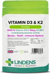 Vitamin D3 & K2 MK7 4000IU | 90 Tablets | 3 Month Supply | Immune Health