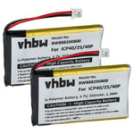 Vhbw 2x Batterie Compatible Avec Sena Smh-5 Casque Audio, Écouteurs Sans Fil (350mah, 3,7v, Li-Polymère)