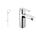 GROHE Colonne de douche mitigeur thermostatique Vitalio Joy 260, 50% d'économie d'eau et d'énergie, tablette incluse, tête de douche 260mm, douchette 3 jets, chromé, 26403002 (Import) & GROHE