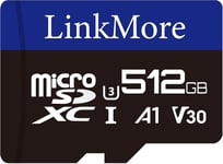 Carte Micro SDXC 512Go, A1, UHS-I, U3, V30, Compatible Classe 10, Vitesse de Lecture jusqu'à 95 Mo/s, Vitesse d'écriture jusqu'à 75 Mo/s, Adaptateur SD Inclus