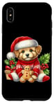 Coque pour iPhone XS Max Chiot mignon en bonnet de noel avec biscuit au pain d'épice