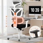 Chaise de bureau, chaise de bureau ergonomique à dossier haut, chaise de bureau haute, accoudoirs 3D, support lombaire réglable avec appui-tête,