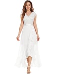 Dressystar Robe de soirée élégante pour femme - Col en V - Robe maxi Vokuhila - Robe de demoiselle d'honneur, Blanc., XL