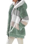 ABINGOO Manteaux Polaire Zippée pour Femme Mode en Peluche à Capuche Épaissir Blouson Chaud Hiver Décontractée Doux Ample Veste(Vert,M)