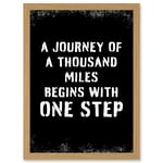 A Journey Of A Thousand Miles Begins With One Step Inspirational Positive Motivational Gym Workout Living Room Typography Artwork Framed Wall Art Prin