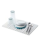 YAMAZAKI Home Foldable Drainer Tray-Kitchen Dish Drying Mat | Silicone, White, 9.8" x 15.9"