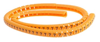 RS PRO Lot de 100 marqueurs de câble à encliqueter, inscription : 5, noir sur orange, Ø 4 mm – 5 mm, 4 mm, lot de 100