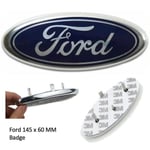 Ford-märke Oval Blå/krom 145x 60mm Fram/bak Emblem Focu