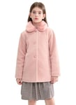 maoo garden Caban d'Hiver en Laine Pour Petites Filles Manteau Habillé à Col en Fourrure Veste Matelassée Rose 128