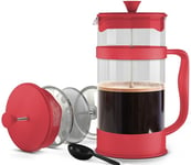 KICHLY 1000ml Cafetiere 8 Cup French Press Coffee Maker, Coffee Press and Tea Maker with Triple Filters, Heat Resistant Borosilicate Glass Caffettiere with Steel Plunger - 34Oz Red