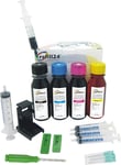 Kit de Recharge Compatible pour Cartouches d'encre Canon PG-560, PG-560XL, CLI-561, CLI-561XL Noir et Couleur Comprend des Accessoires + 400 ML d'encre.