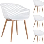 Idimex - Lot de 4 chaises madeira, en plastique blanc