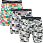 INNERSY Calecon Long Homme Stretch Boxer Polyamide Elasthane Calson Sport Anti Frottement Lot de 3 (XXL, Jeune Cube Multicolore)