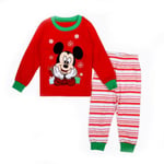 Barn Pojkar Flickor Mickey Mouse Jul Outfit Toppar Byxor Pyjamas Set Nattkläder Red Mickey 130cm