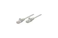 Intellinet Network Patch Cable, Cat5e, 15m, Grey, CCA, U/UTP, PVC, RJ45, Gold Plated Contacts, Snagless, Booted, Lifetime Warranty, Polybag - patchkabel - 15 m - grå