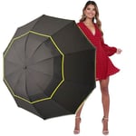 Kalolary Grand parapluie de golf compact extra large de 157,5 cm, double auvent ventilé, coupe-vent, imperméable, pour homme et femme