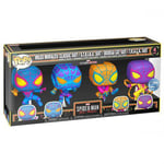 Spider-Man Miles Morales Suits Blacklight Exclusive Pop 4-Pack Vinyl Figurine