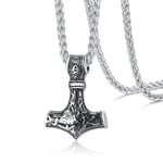 Viking halsband Tors Hammare Mjolnir Kedja Silver silver