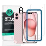 Ibywind Screen Protector Compatible with Apple iPhone 16 Plus 5G 6.7"[2 Pack],9H Hardness Tempered Glass,With 1Pc Camera Lens Protector,1Pc Back Carbon Fiber Film,Easy to Install