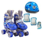 YDL Adjustable Roller Skates with Four Piles,Beginner Inline Skates Fun, Classic Indoor & Outdoor Childrens Roller Skates for Girls & Boys. (Color : Blue, Size : 8UK)