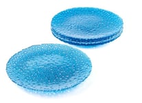 Foodesign Lot de 6 assiettes plates, collection sphère, en verre coloré bleu ciel et boules décoratives, forme irrégulière, idéal comme dessous plat, 33 x H 2,5 cm