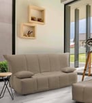 Talamo Italia - Canapé lit 2 Places Alisee, Canapé avec Ouverture Chariot en Tissu rembourré, Coussins Inclus, 100% Made in Italy, Cm 125x90h85, Taupe