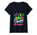 Womens Jump Squad Mommy Trampoline Bounce Birthday Trampolining V-Neck T-Shirt